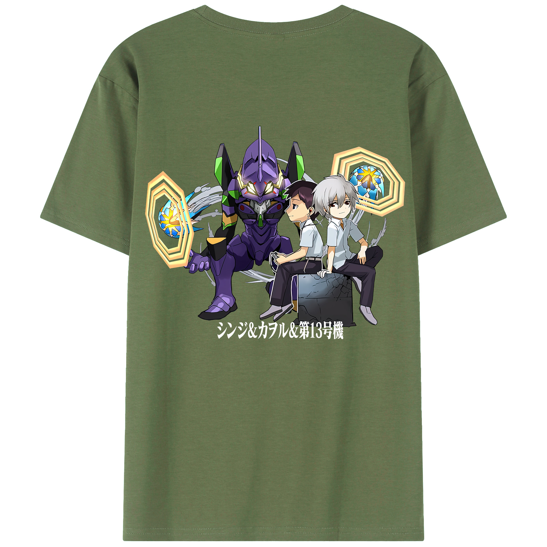 （画像用） EVA 新世紀エヴァンゲリオン 綿100％ メンズ半袖Tシャツ（バックプリント） 通気性